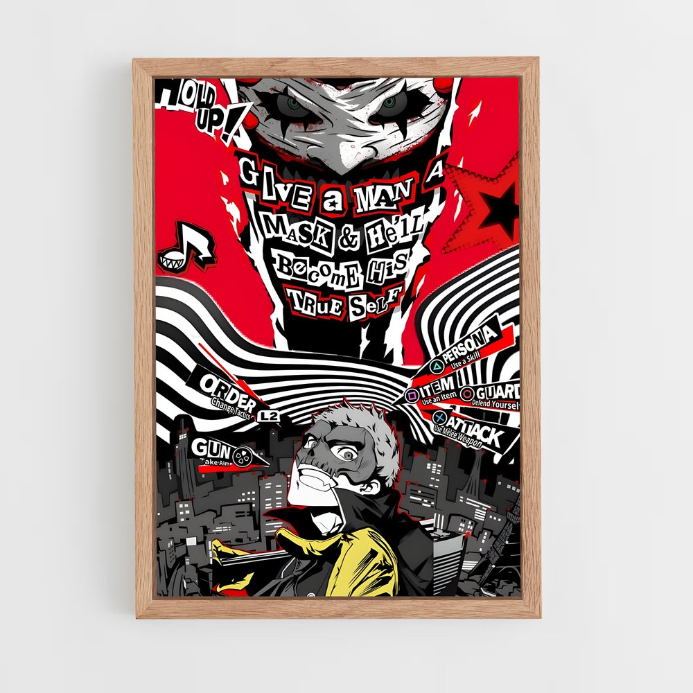 Poster Ryuji en Rouge – affiche Persona 5 (vue 4)